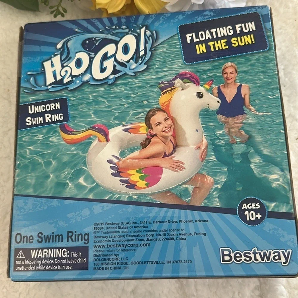 Bestway H2OGO! Unicorn Swim Ring Inflatable Pool Float Rainbow Ages 10+ NEW